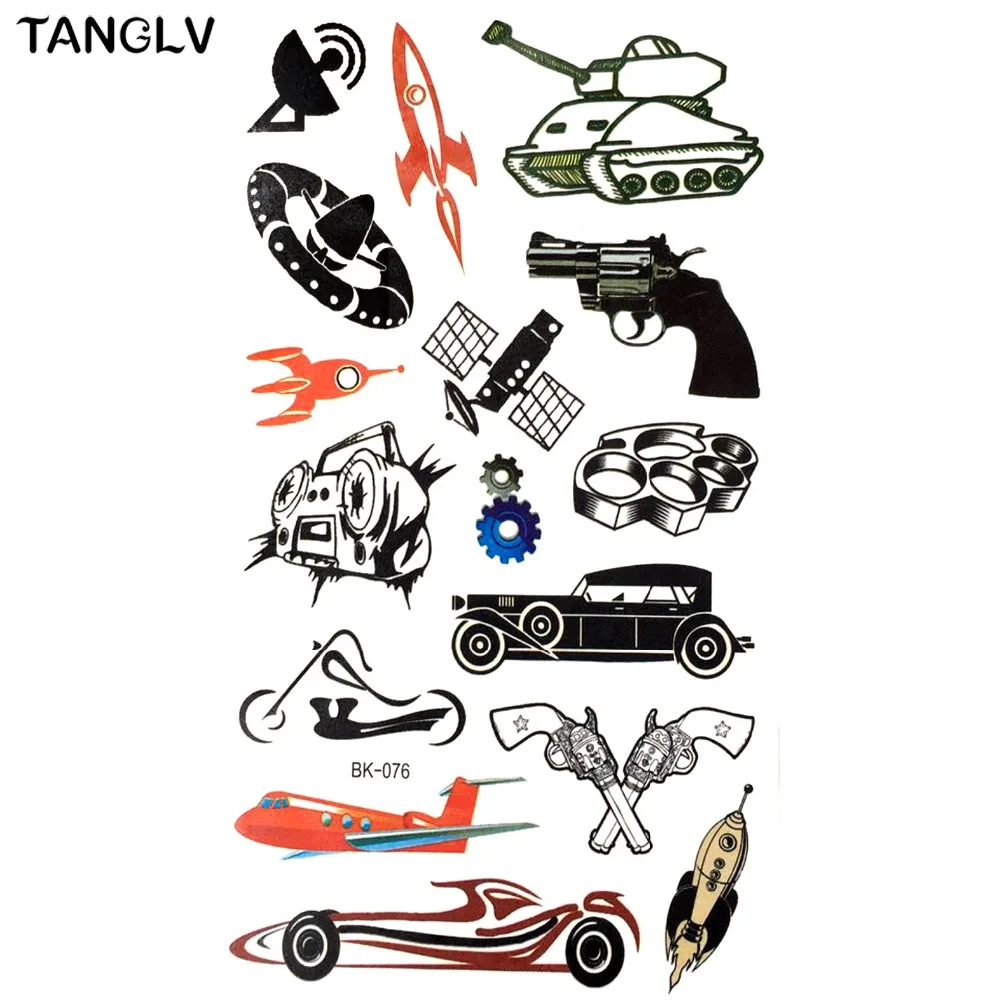 

TANGLV Brand 3D Gun Racing Car Temporary Tattoo Sticker Boys Toys Tatoos, Child Flash Cartoon Waterproof Tattoo Body Art tattoos