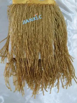 

top selling 5 yards gold beaded tassel fringe DiuDiu-102423-2 beads tube 28cm for dress decoration
