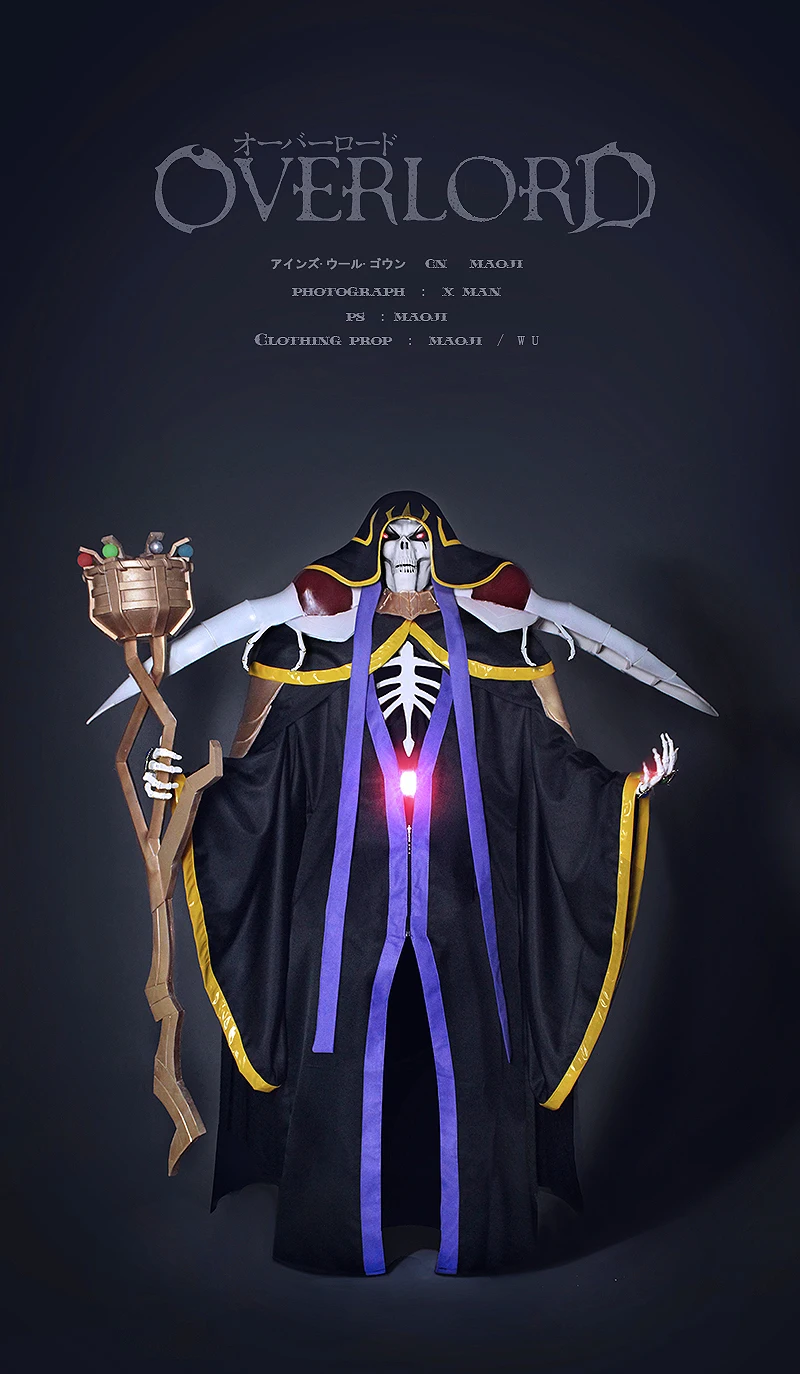 

Overlord Cosplay Ainz Ooal Gown cosplay costume Momonga cloak with hat and props custom made/sizing
