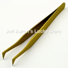 Высокое качество золото из нержавеющей стали дизайн ногтей ресницы расширение пинцет Макияж инструменты PT7