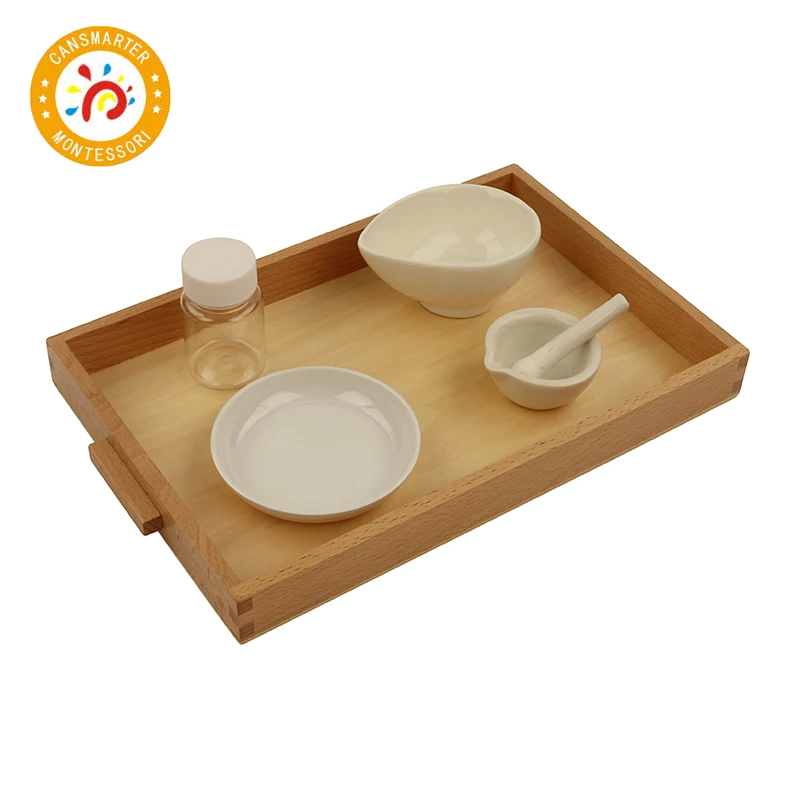  Montessori Material Ceramics Grinding Eggshells with Tray Daily Teaching Aids Children Toy - 4000012579193