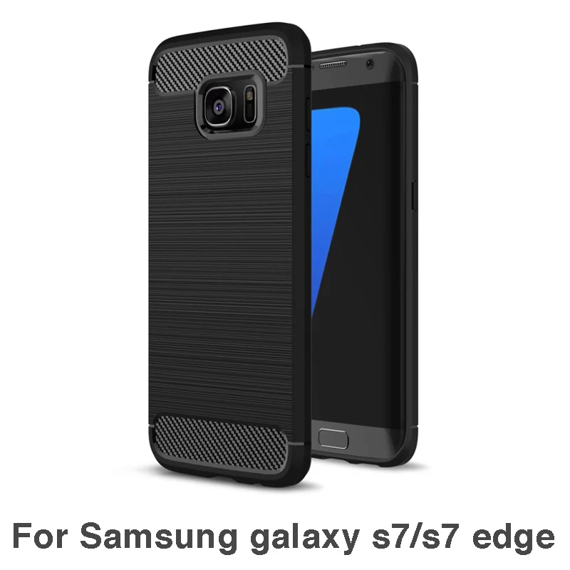 

IPAKY brand For Samsung Galaxy S7 Edge case Brushed with Carbon Fiber Back Cover Shock Absorption Case For Samsung S7 cases