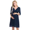 Iiniim-robe élégante en dentelle florale pour femmes, motif motif motif motif Floral, superpose col en V, demi-manches, mode de photographie, grossesse, mariage ► Photo 3/6