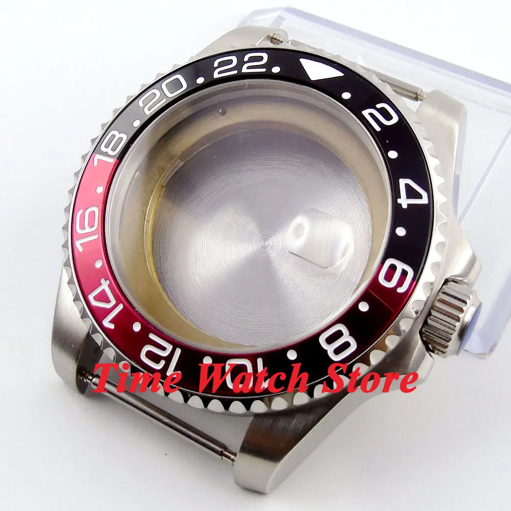 43mm Sapphire glass black&red bezel stainless steel Watch Case fit ETA 2824 2836 movement 49 43mm Sapphire glass black&red bezel stainless steel Watch Case fit ETA 2824 2836 movement 49