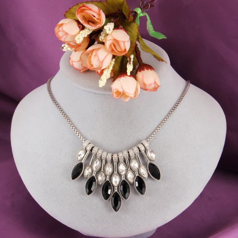 Модное мощное Серебряное ожерелье и кулоны, винтажное хрустальное ожерелье-чокер для женщин, ювелирные изделия