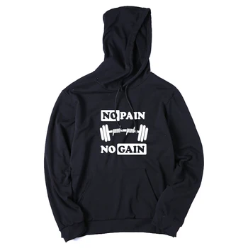 

COOLMIND CR0113H top quality cotton blend no pain no gain print men hooded sweatshirts casual oversized cool black men hoodies