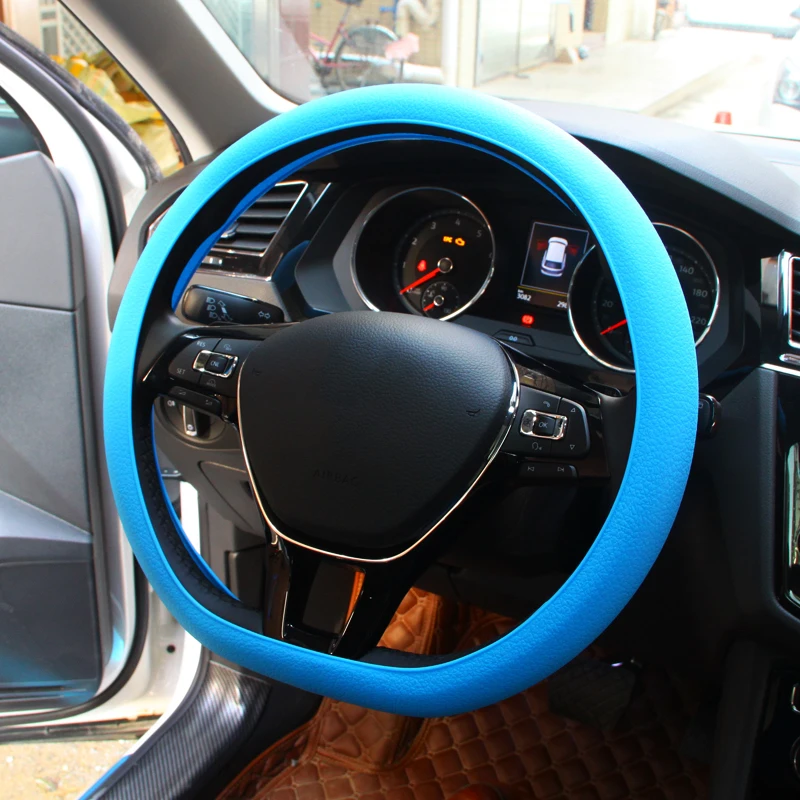 Автомобильный Стайлинг, автомобильный силиконовый чехол на руль, кожаный чехол с текстурой, мягкий, разноцветный, универсальный, мягкий силиконовый чехол на руль