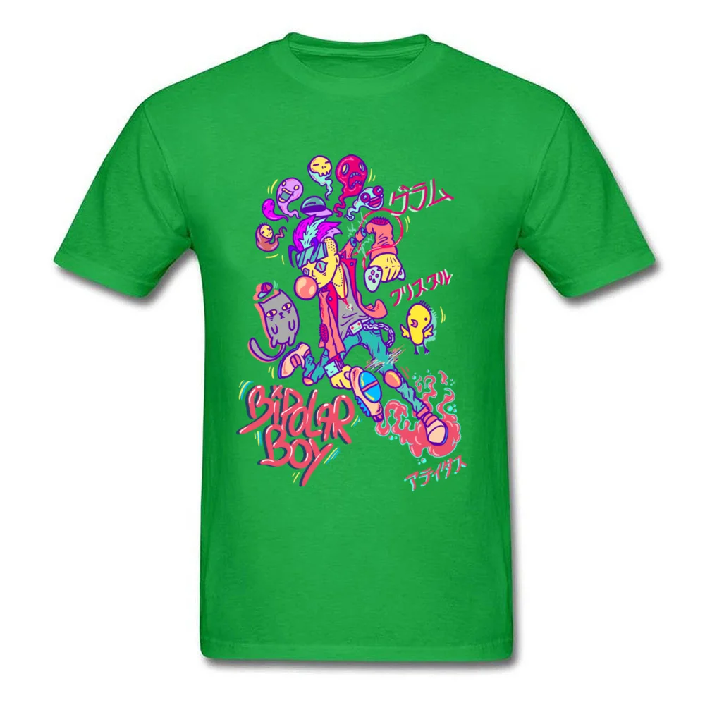 BiPolar boy Casual Summer Fall 100% Cotton Fabric Crew Neck Man Tops Tees Funny Tee-Shirts Coupons Short Sleeve Top T-shirts BiPolar boy green
