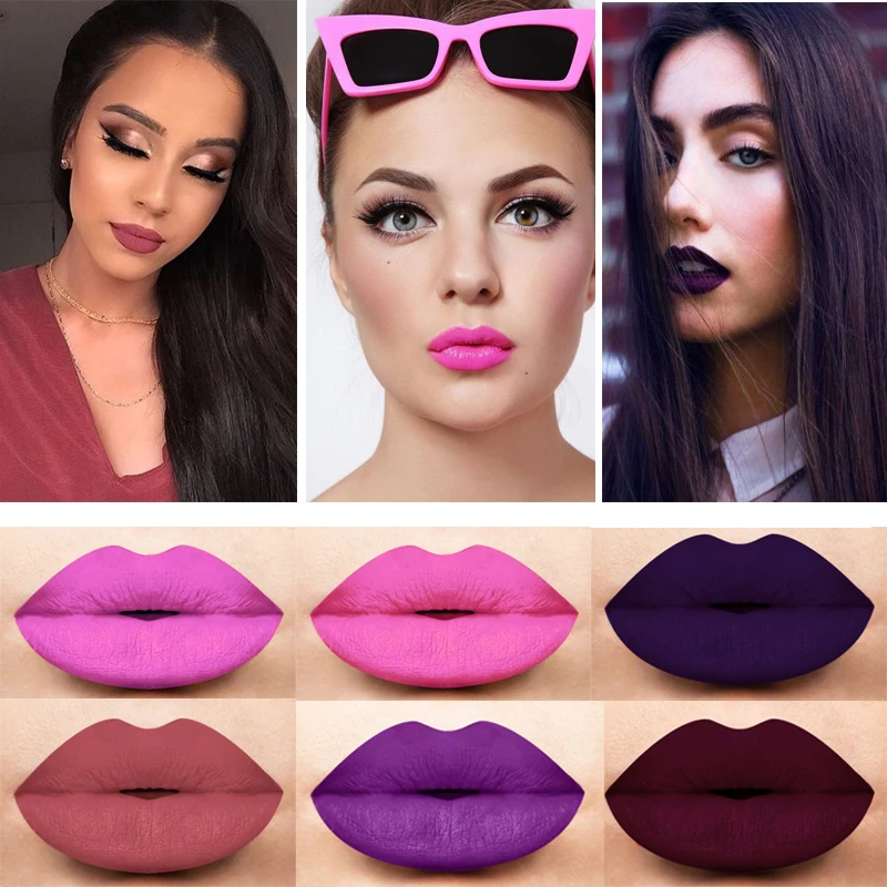 Goedkoop Leuke Wijn Fles Lipgloss Matte Waterdichte Make Up Lippen Tint Sexy Rood Bruin Lip Matte Vloeibare Lipstick Langdurige cosmetica