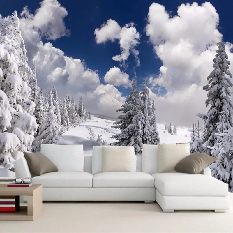 3d Tapete Winter Schnee Landschaft Foto Wandbild Hotel Wohnzimmer Tv Sofa Hintergrund Wandbild Moderne Natur Non Woven Tapete 3d Wallpaper Non Woven Wallpaperwall Murals Modern Aliexpress