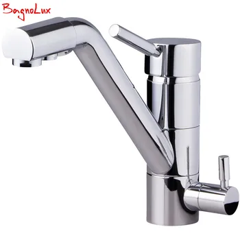 

Polish Chrome Silver Finish Osmosis Reverse Tri Flow Water Filter Tap 3 Ways Sink Mixer Three Way Kitchen Faucet 3in1 Water Tap