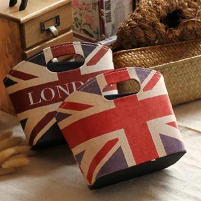 

European wind British flag Basket Box Storage Zakka Creative adornment desktop PU Leather Hand basket A20-1791