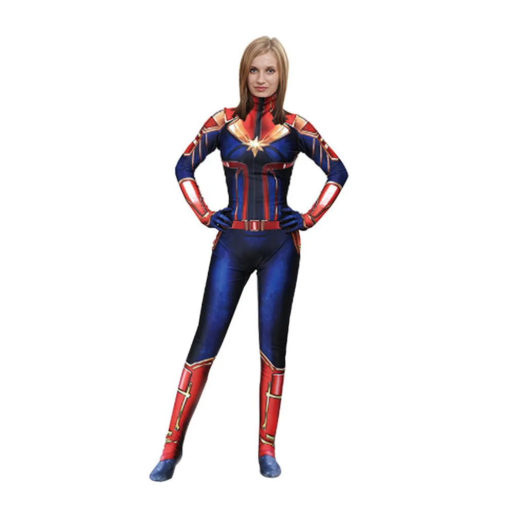 Женщины Марвел Капитан косплей дети Carol Danvers боди костюм Мстителей супергерой зентай Хэллоуин Карнавальный Костюм