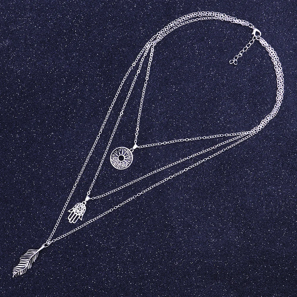 Летняя Пляжная бижутерия модная Фатима ручное перо длинная цепь винтажные