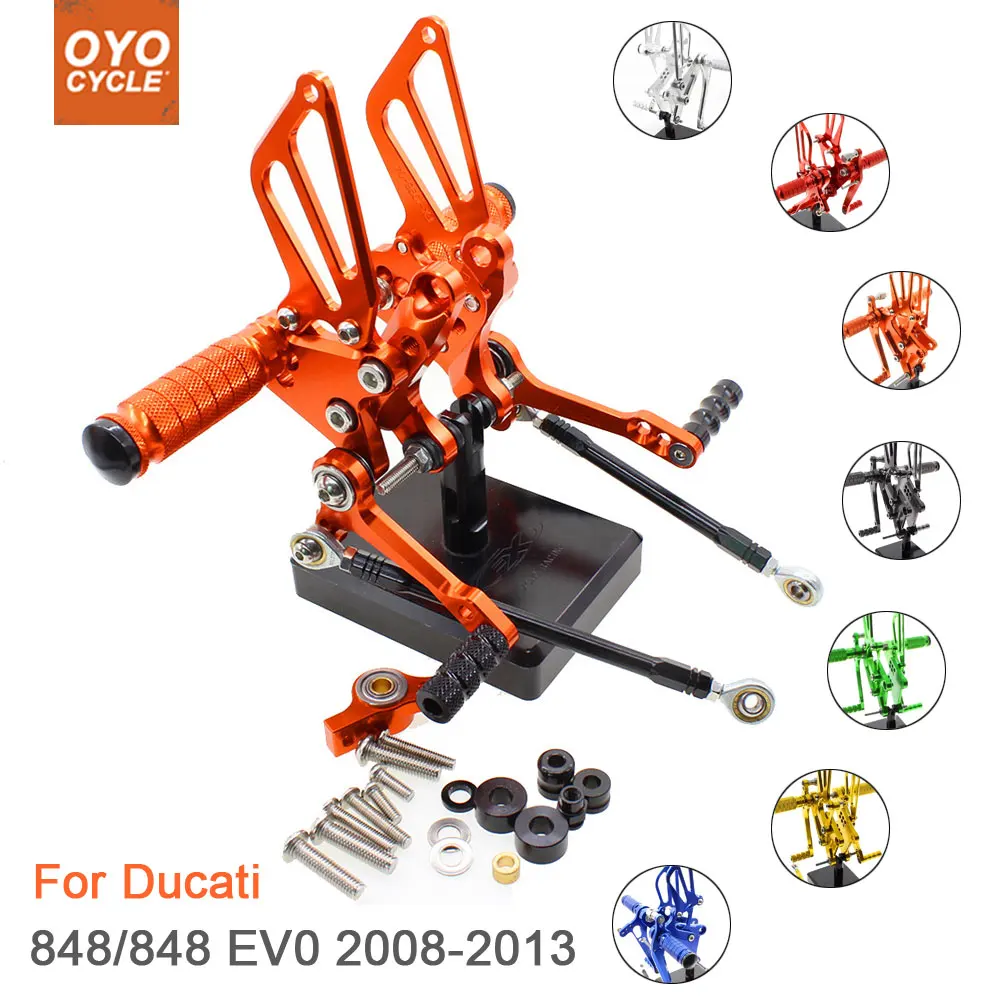 

For Ducati 848 EV0 2008-2013 Motorcycle Rear Set Accessories CNC Adjustable Rearset Foot Pegs 848 Foot Rests Footpegs
