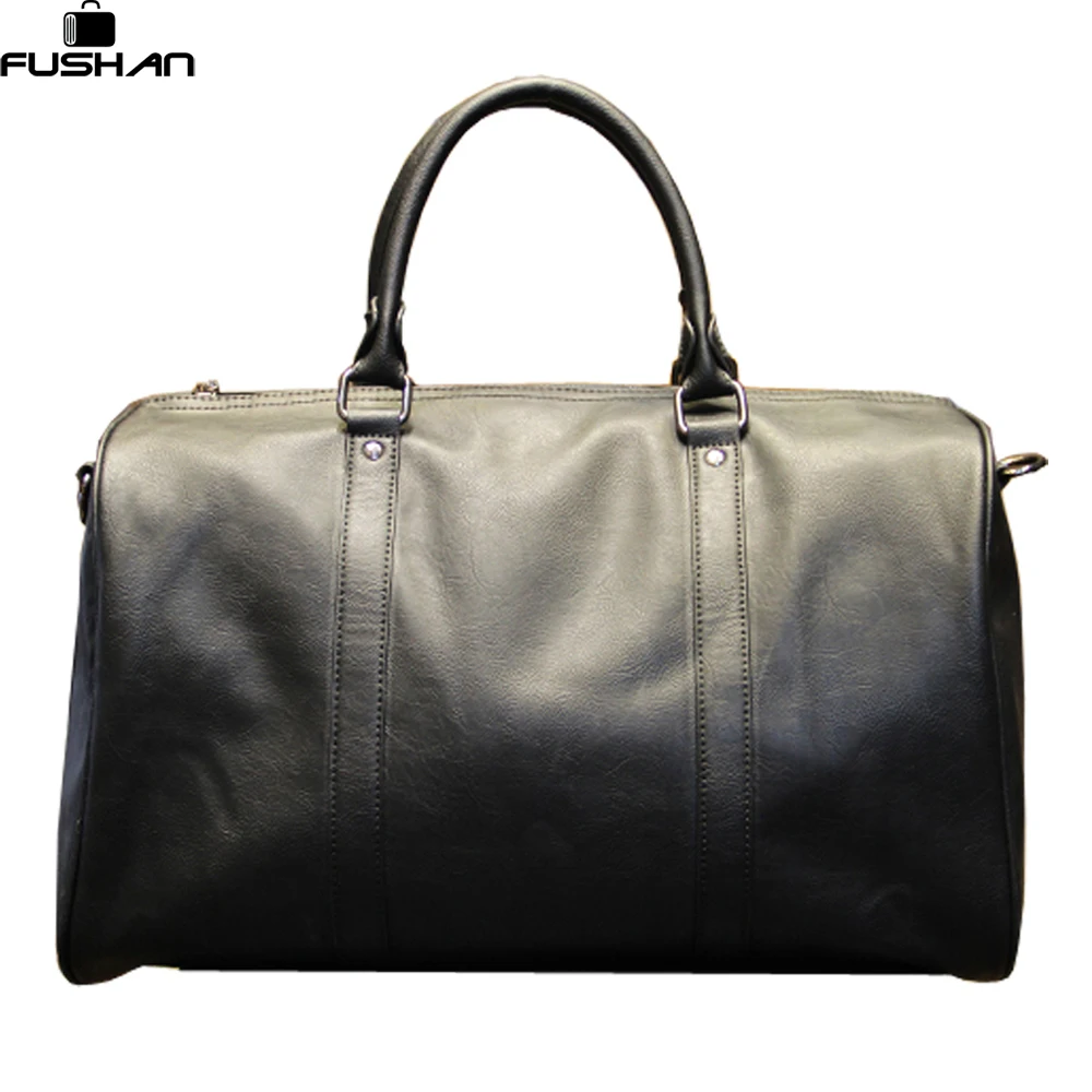Fashion mens leather travel bag vintage duffle handbags large men