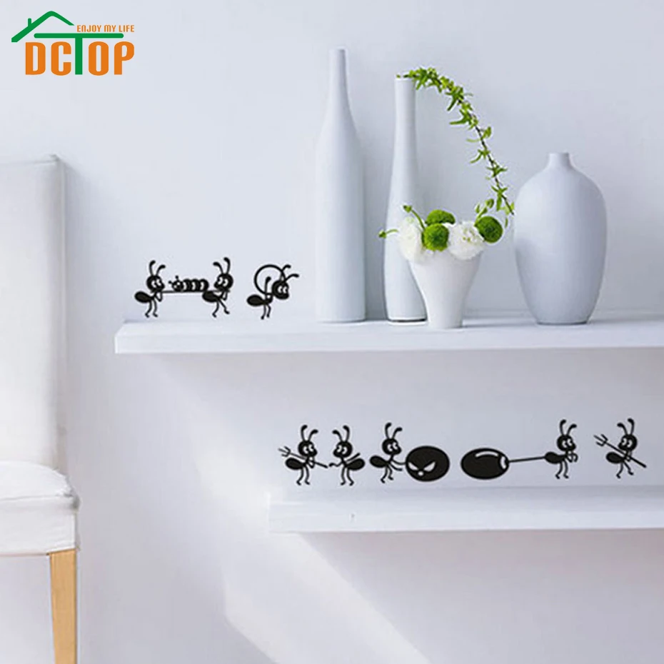DCTOP 8 Ants Move House Funny Wall Stickers Home Decor Creative