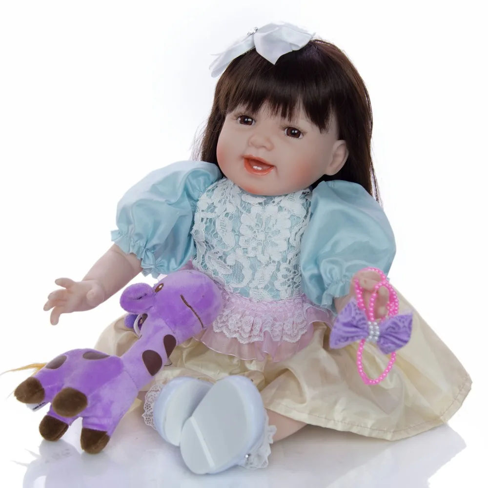 

55cm Smiling Baby Reborn doll Real bebe Silicone Reborn babies Dolls girls Gifts Stuffed cotton body DOLLMAI Doll Toys wholesale