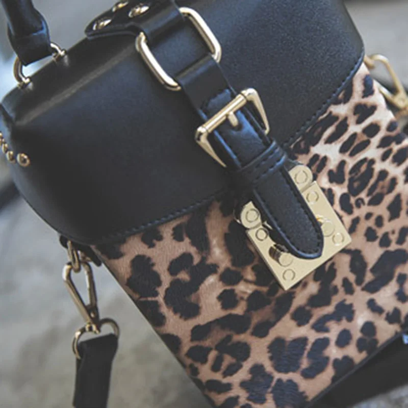 Fashion Women Leopard Rivet Handbag INS Popular Hot Female Exquisite Shoulder Bags Mini Box Ladies Travel Handle Bolsa SS3484 (1)