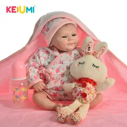 KEIUMI Мягкие силиконовые Reborn Baby куклы игрушки для малышей 16 дюймов Реалистичная bebe Куклы Детские с забавным лицом очки-детский подарок на