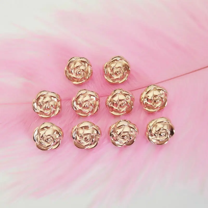 

30pcs/lot Rose Flower Buttons Sewing-On One-Hole Metal Buttons For Clothes Bag Fashion Craft DIY Decoration Beauiful 12mm