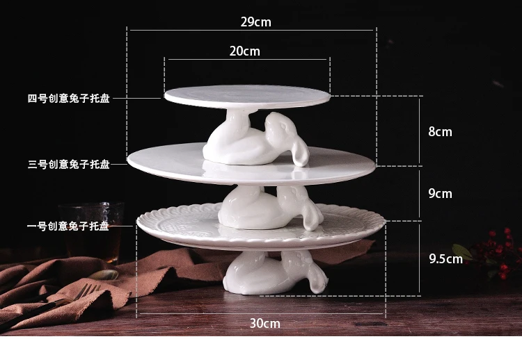 Керамическая тарелка для конфет с кроликом и фруктами, форма для выпечки, десерт, закуски, салат, кролик, тарелка для торта, домашний декор, Свадебный поднос с кроликом, украшение, подарок