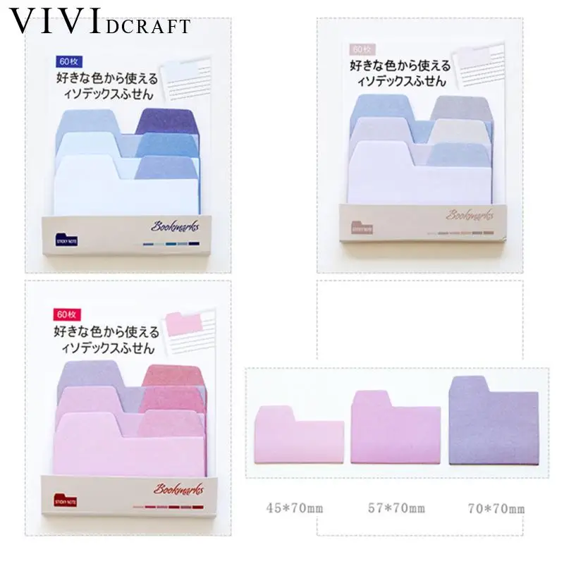 

60pcs/Set Colorful Gradient Sticky Memo Pad Daily Sticker Vividcraft Hand Made Note Bookmark Scrapbooking School Supplies
