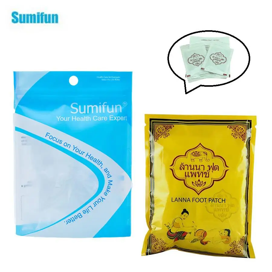 10Pcs/Bag Thailand Lanna Detox Foot Pad Patch Bamboo Help Sleep Body