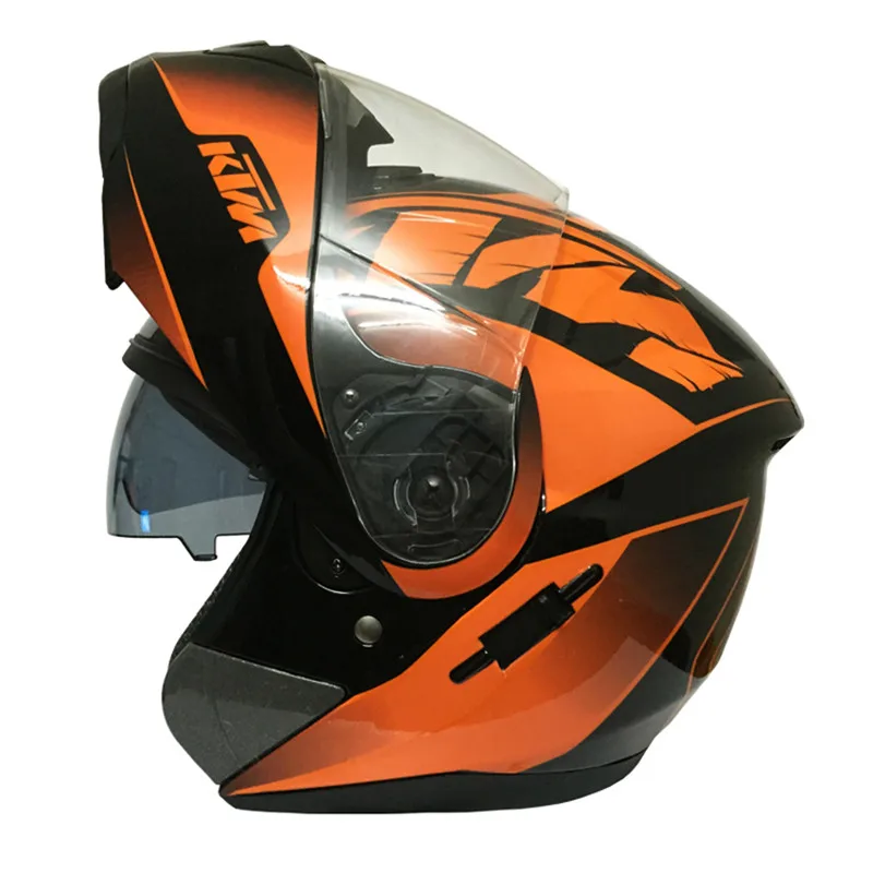 KTM Double Lens Modualr Motorcycle Helmet Flip Up Full Face Helmet Vintage Dual Visors Racing Moto Casque Capacete Casco Helmets
