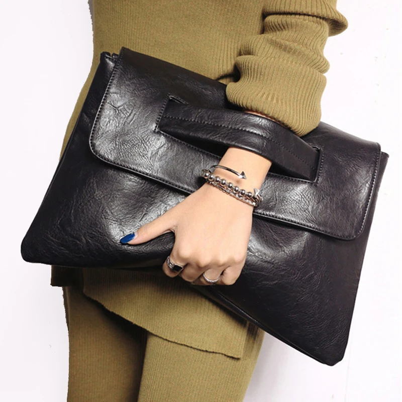 2017 Designer vintage Women Leather Handbags Day Black Clutches Bags Messenger bolsos mujer Envelope Evening Party Bags