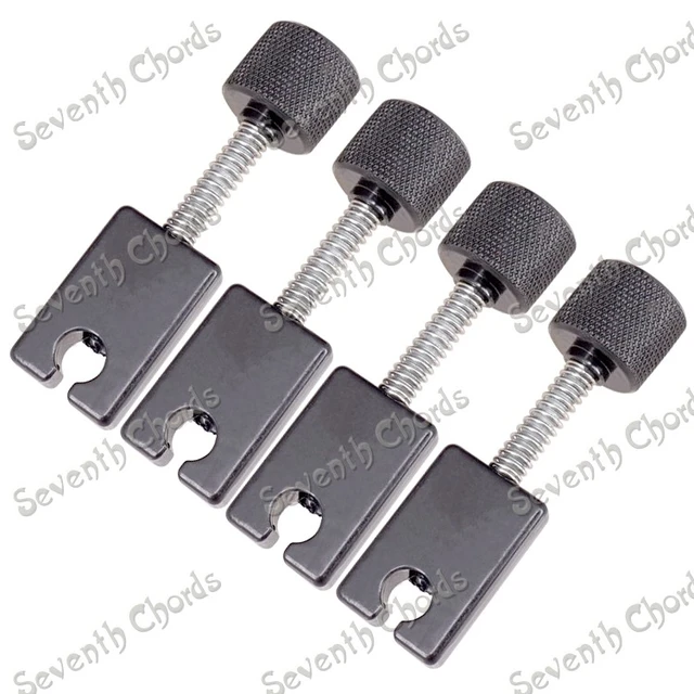 A Set of 4 Pcs Headless Bass Guitar Bridge String Saddles / Black