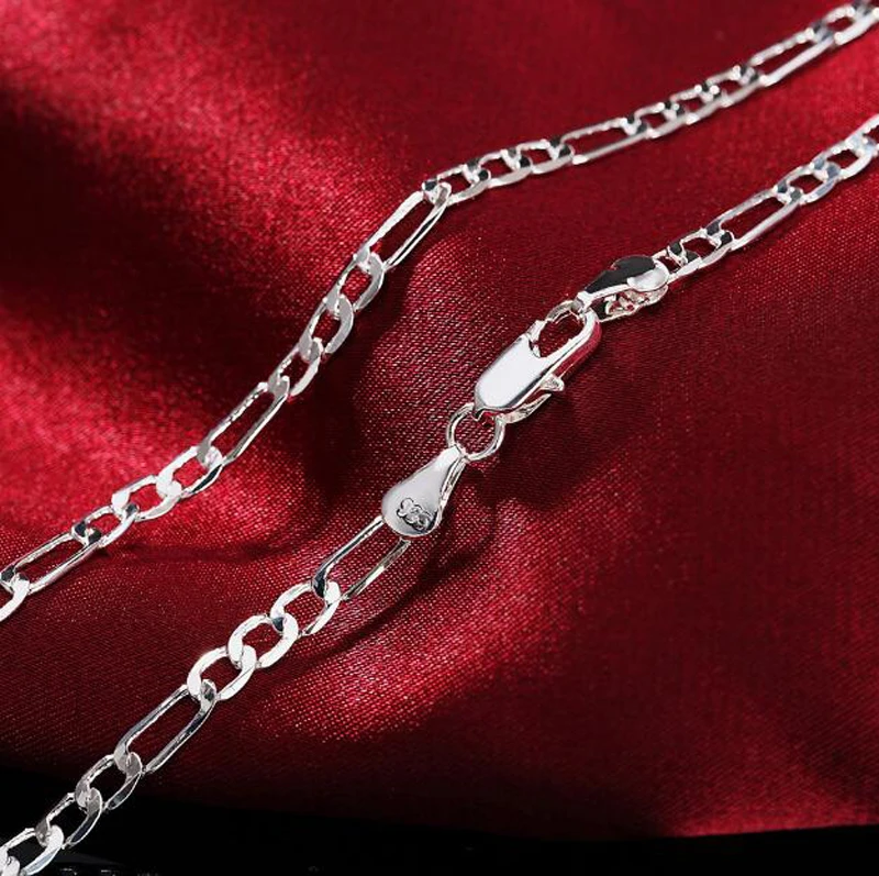 

wholesale Retail 16-30 Inch Fashion 925 stamped silver plated Nice Figaro Chain Necklace kolye Jewelry Fit For Man Woman 4mm