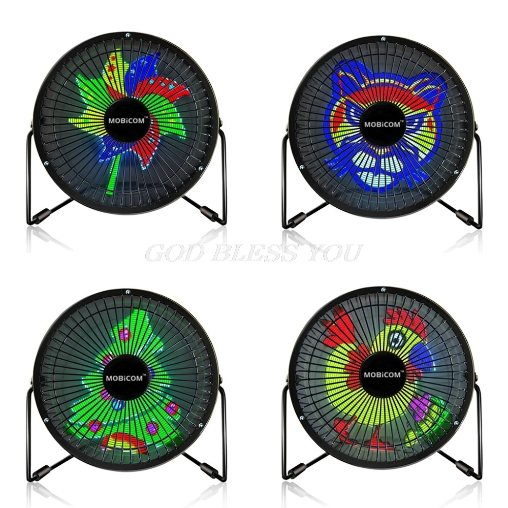 

USB Fan Bluetooth APP Texts Clock Temperature Pictures Full Color LED Display Fan USB Gadgets