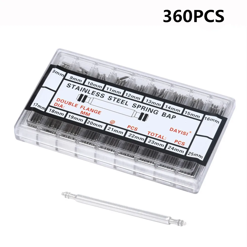 

360pcs 8-25mm Strap Spring Strip Strap Link Pin Repair Watch Link Pin Tool Kit Watch Accessories Strap Spring Pin Boxed 2019