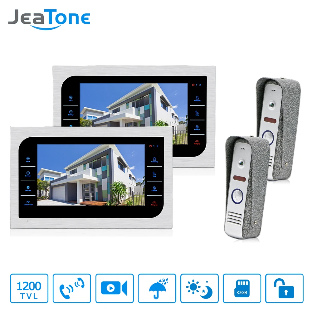 

JeaTone Door Access Control 7" LCD Display Video Doorbell Door Phone 1200TVL Home Security Camera Intercom Kit