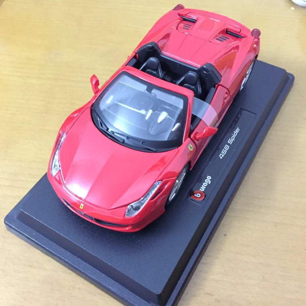 Bburago 1:24 car models authentic alloy model errari 458 Spider car for car collection gift toy car high quality