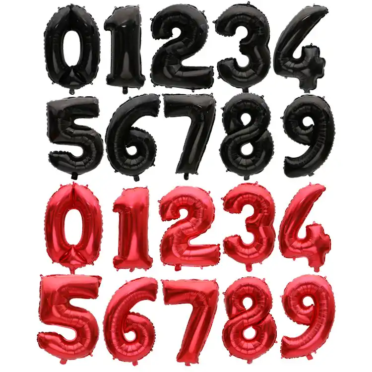 40 дюймов 32 дюймов 16 дюймов черный и красный номер Гелиевый шар фигурка цифра фольга День рождения Свадебные украшения воздушные шары