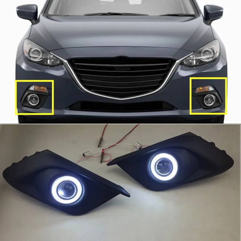 

A Pair White Angle Eye Daytime Running Light DRL For Mazda 3 Axela 2014-2016