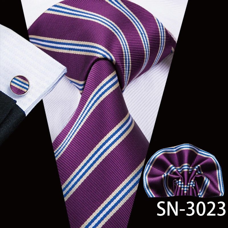 SN-3023 Hi-Tie, роскошные шелковые фиолетовые галстуки с цветочным узором пейсли для мужчин, набор галстуков и носовых платков, модные дизайнерские деловые свадебные мужские галстуки - Цвет: SN-3023