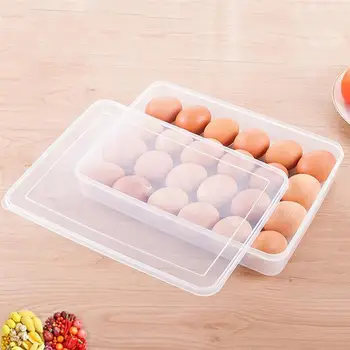 

1 pc Refrigerator Egg Tray Plastic Single Layer 24 Grids Clear Egg Storage Box Crisper Food Container Organizer with Lid