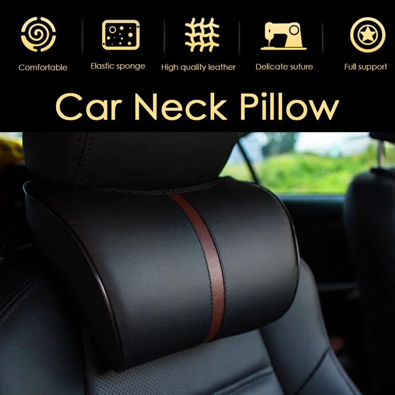 VODOOL Автомобильная подушка для шеи из искусственной кожи с эффектом памяти, подушка для автокресла, подголовник, подушка для шеи, подушка для поддержки автомобиля