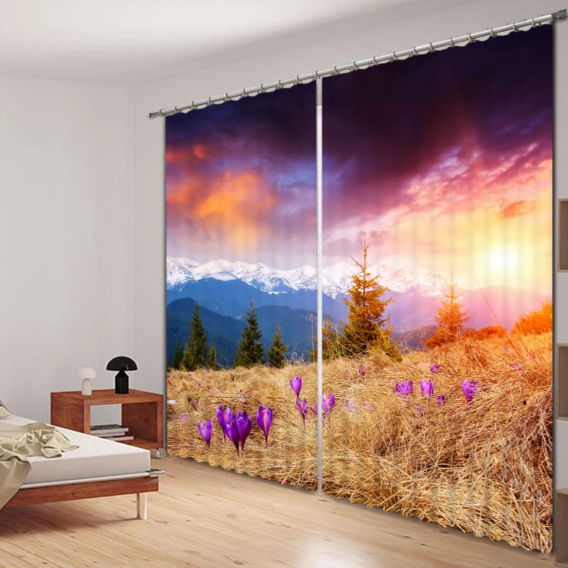 Modern 3D Blackout Snow Mountain Scenery Curtains For Bedding room Living room Drapes Hotel