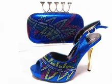NEW ARRIVAL Free Shipping High quality Italian shoes with matching bags with Full Stones For Wedding