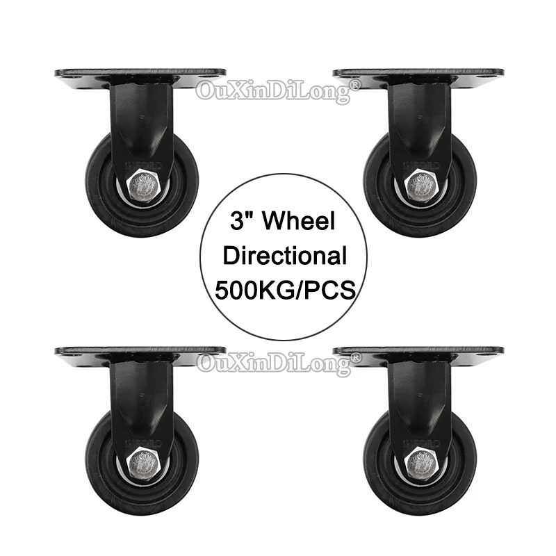 

4PCS 3Inches Heavy Duty Industrial Casters Wheels Machine Equipment Directional Wheels Casters Runners Bearing 500KG/PCS