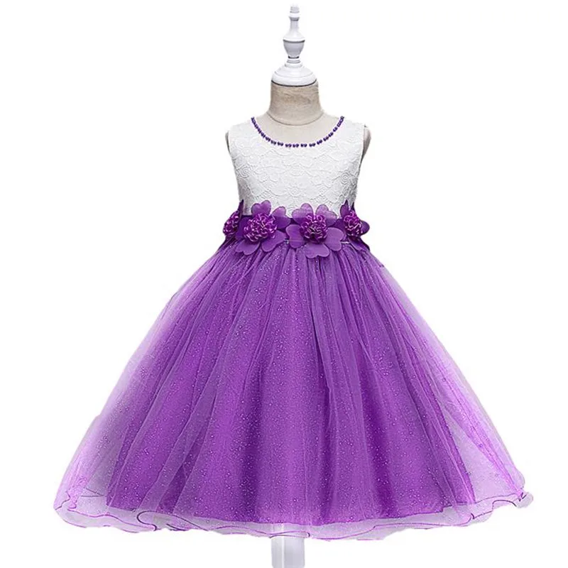 Платья с цветочным рисунком для девочек; летнее платье принцессы для детей; элегантное детское фиолетовое платье из тюля; одежда для свадебной вечеринки для девочек; платья для подростков - Цвет: Лаванда