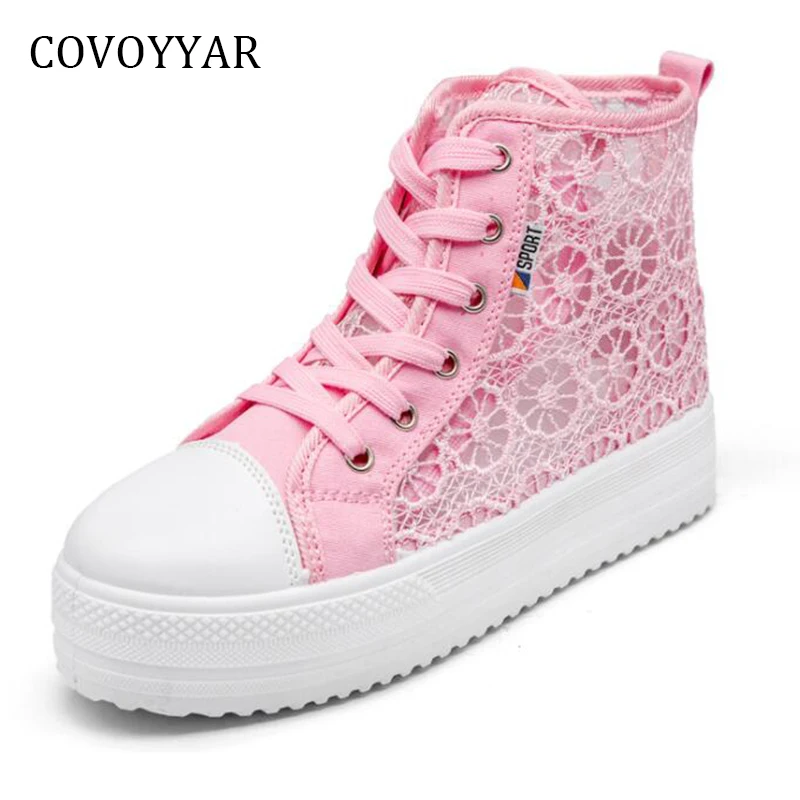 COVOYYAR 2018 Cut Out Women's Sneakers Platform Hidden Heel Casual Shoes Breathable Lace Up Women Shoes Trainers Footwear WSN613