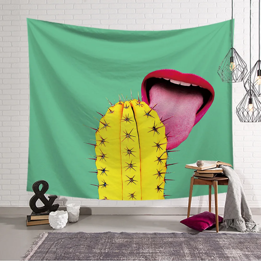 Cactus Pop Art Color Lips Vigour Collection Home Decorative Outdoor Tapestry Wall Hanging Sheets Picnic Cloth Decor Gift Tapestry Aliexpress