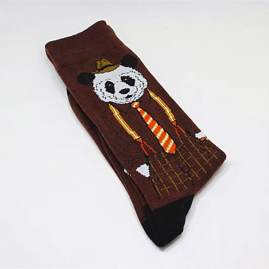 Модные мужские носки большого размера, смешные носки из чесаного хлопка с изображением животных, тигра, собаки, медведя, изысканная Новинка, мужские подарочные носки - Цвет: 20