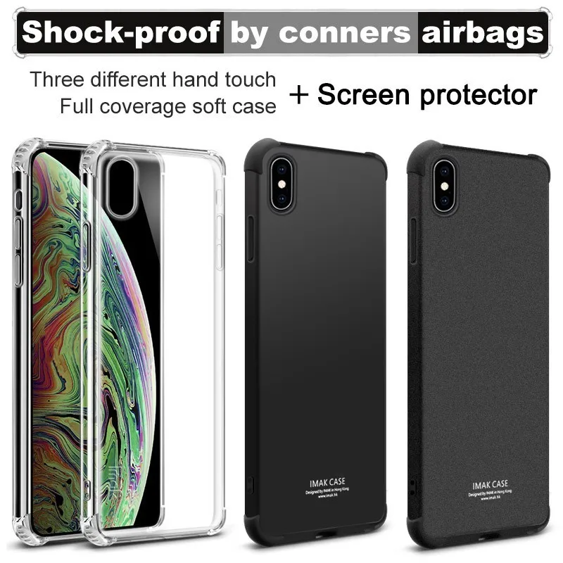 

sFor iPhone XS Case 5.8 inch Airbag Version Shockproof Silicone Soft TPU Back Cover Case For Apple iPhone X/iPhone XS With Film