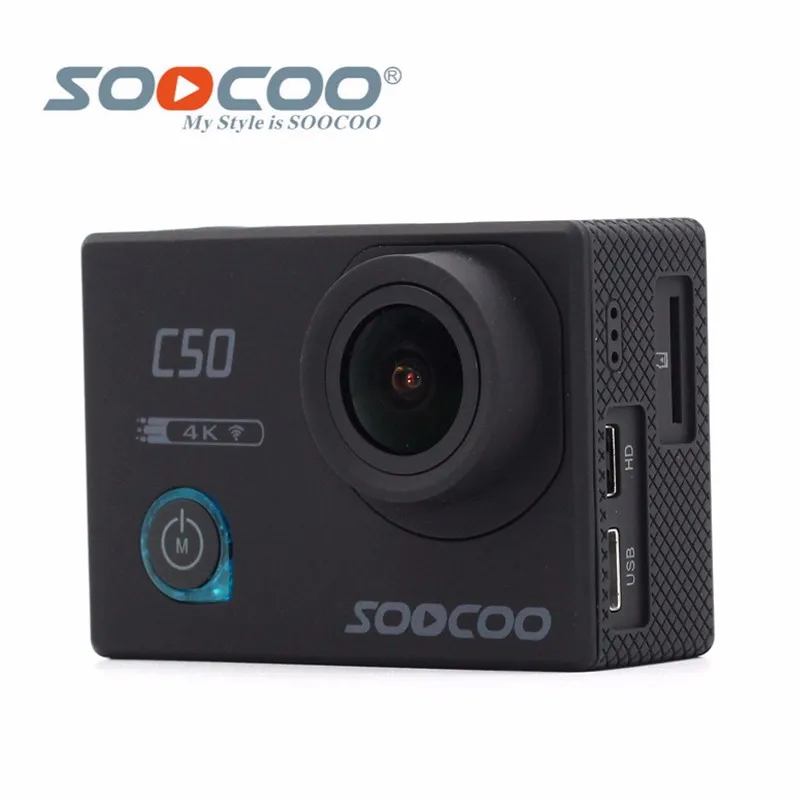 Оригинальная Спортивная Экшн-камера SOOCOO C50, Wi-Fi, 4 K, гироскоп, регулируемые углы обзора, NTK96660, 30 м, водонепроницаемая Спортивная DV